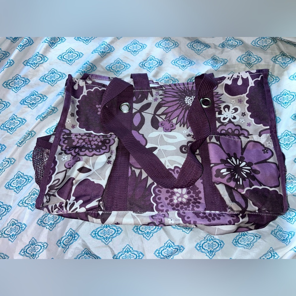 Thirty-One Purple Floral Tote Bag